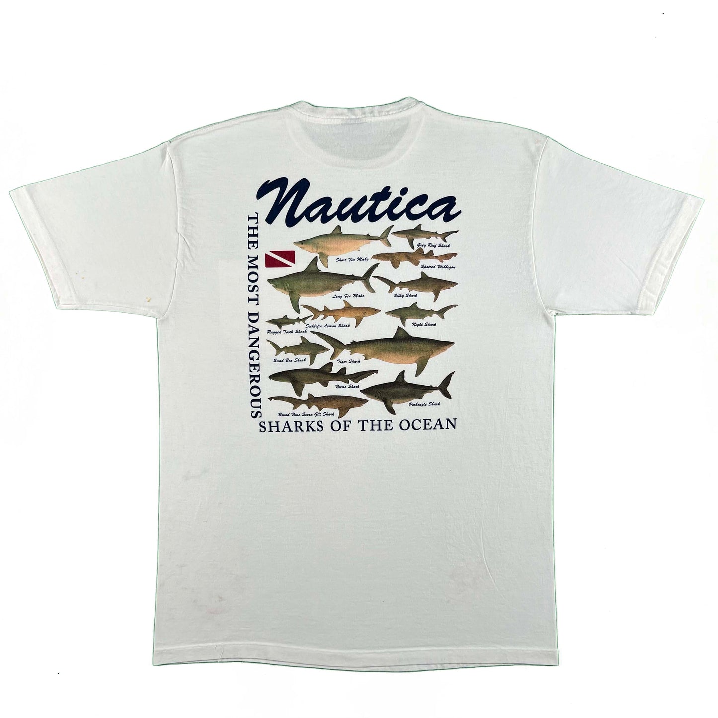 90s The Most Dangerous Sharks in the Ocean Nautica Tee- M