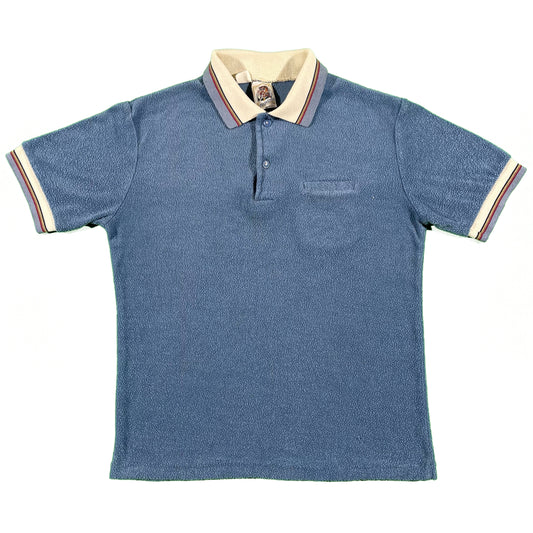 70s Terry Cloth Ringer Polo Shirt - M