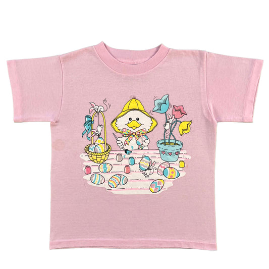 80s Incredibly Cute Duck Painting Eggs Tee- XS