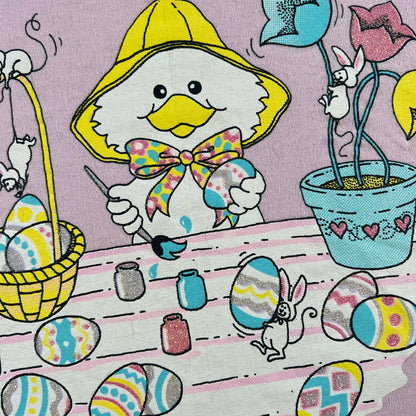 80s Incredibly Cute Duck Painting Eggs Tee- XS