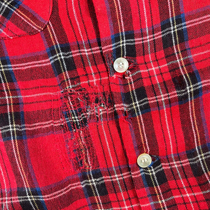 50s Plaid Flannel and Shotgun Shell Hunting Vest Combo- XL