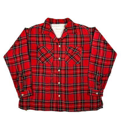 50s Plaid Flannel and Shotgun Shell Hunting Vest Combo- XL