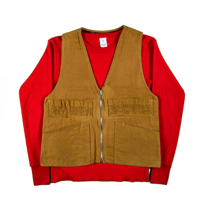 60s/70s Waffle Thermal and Zip Hunting Vest Combo- S