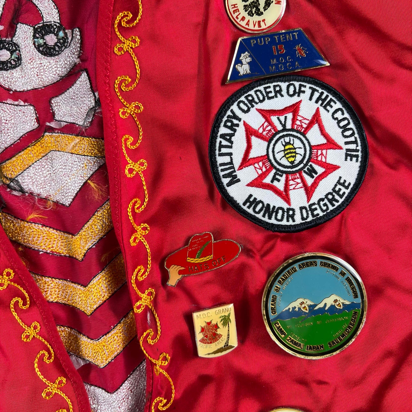 80s Military Order of the Cootie Pinned Vest- S