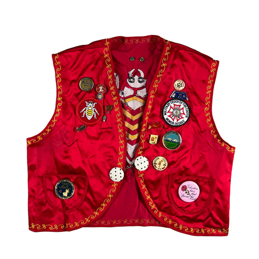 80s Military Order of the Cootie Pinned Vest- S