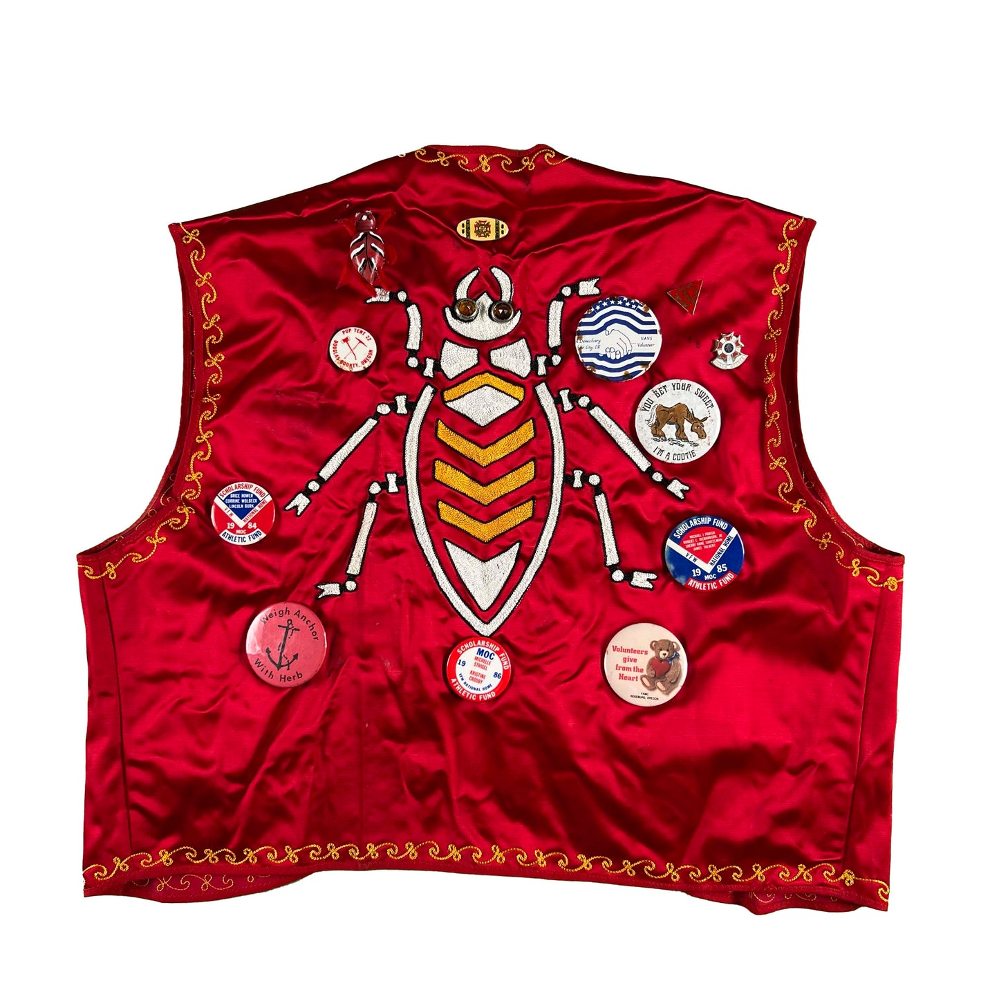 80s Military Order of the Cootie Pinned Vest- S