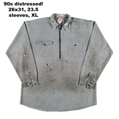 Vintage Hickory Stripe 1/2 Zip Work Shirts- SELECT SHIRT