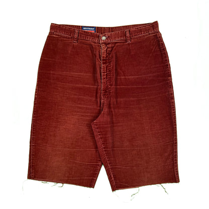 70s Burgundy Red Cut Off Cord Shorts- 35x12