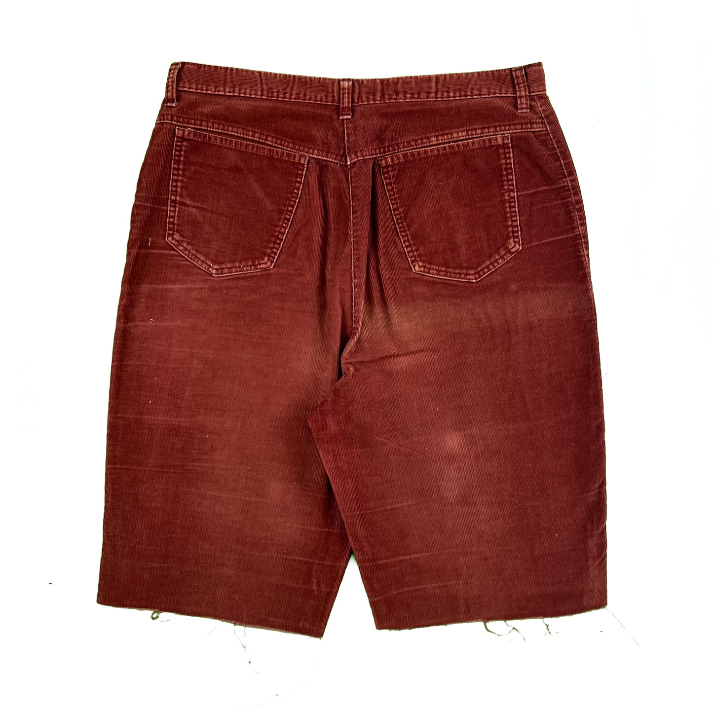 70s Burgundy Red Cut Off Cord Shorts- 35x12