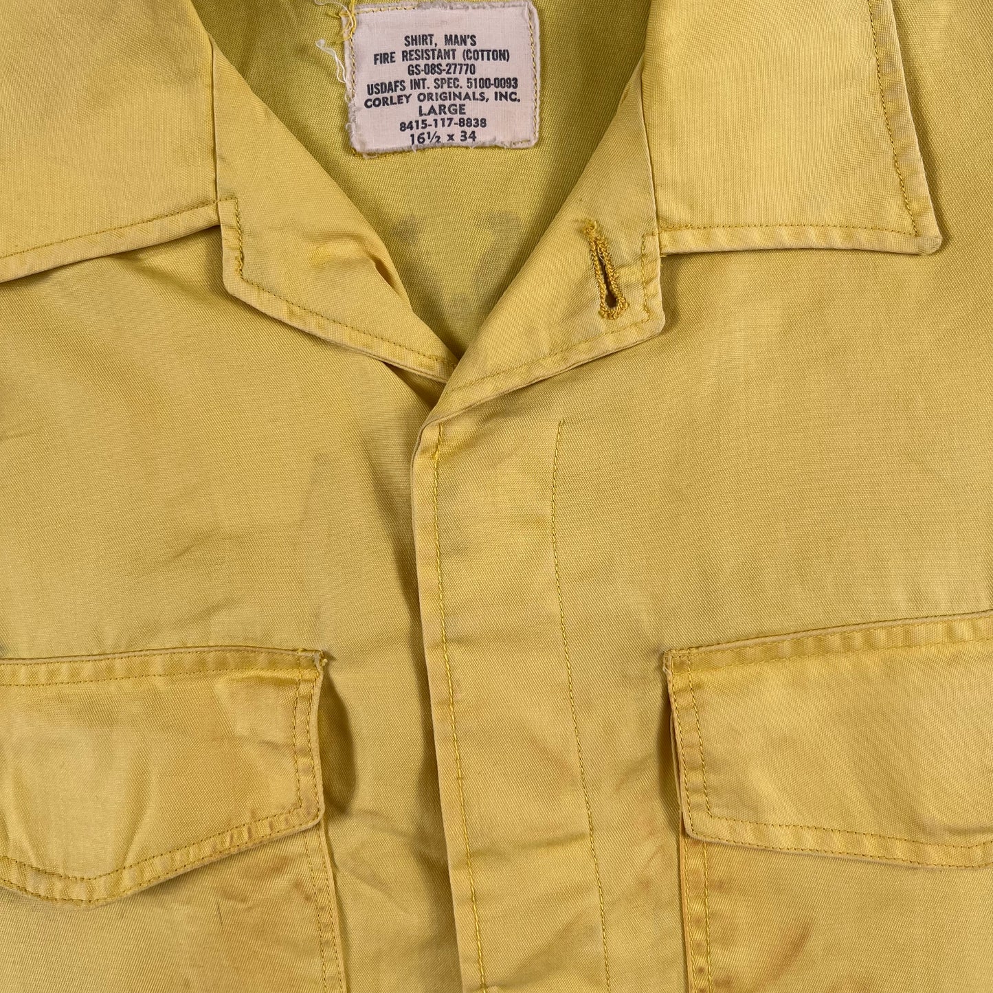 70s Yellow Stenciled USFS Smokejumper Shirt- L