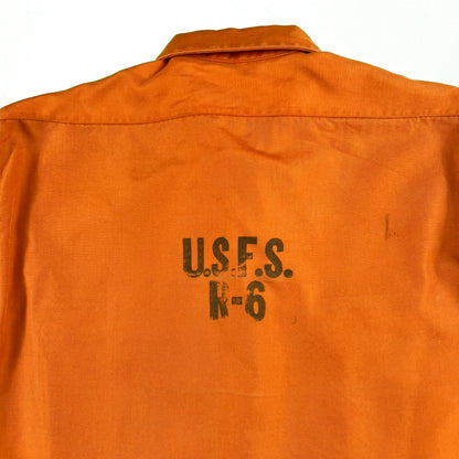 70s Orange Stenciled USFS Smoke Jumper Shirt- M