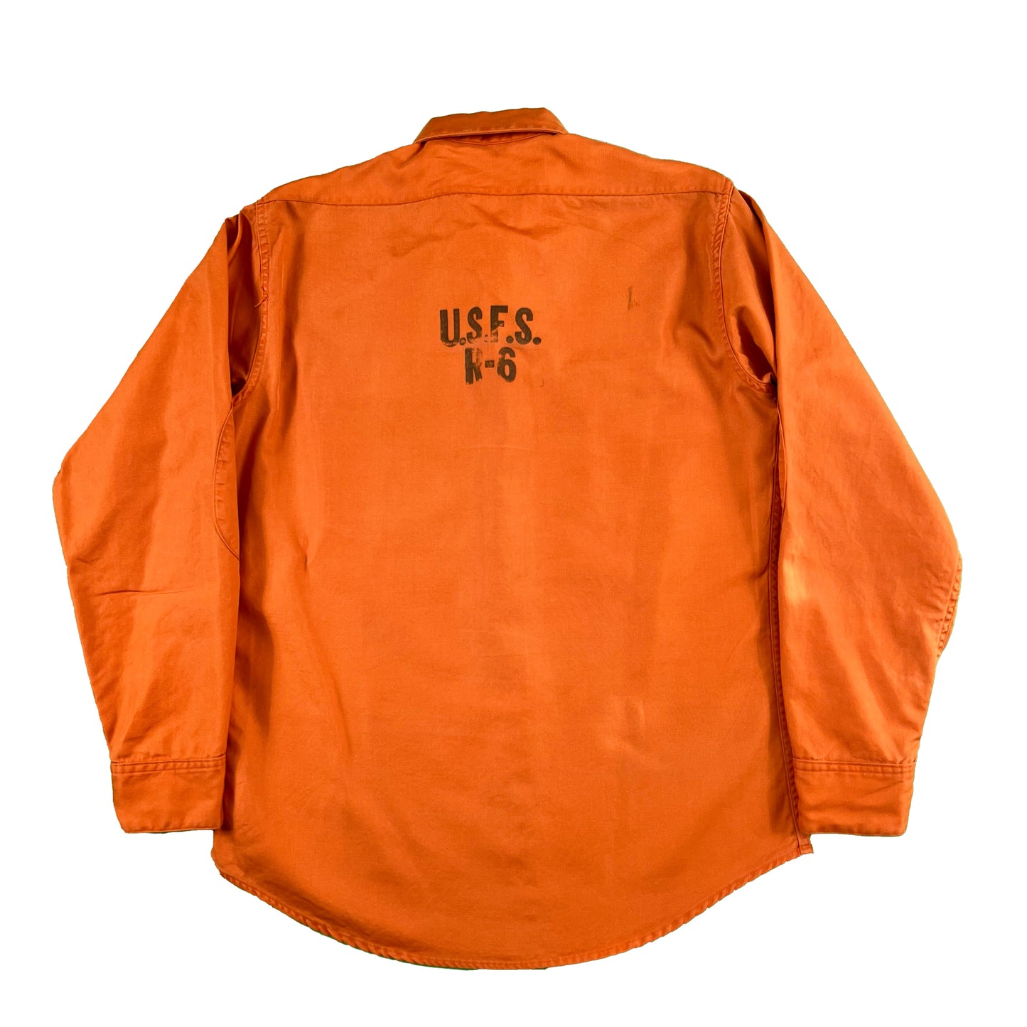 70s Orange Stenciled USFS Smoke Jumper Shirt- M