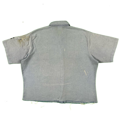 70s Cropped Seafarer Chambray Shirt- L