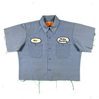 70s Cropped Mechanic Work Shirt- M