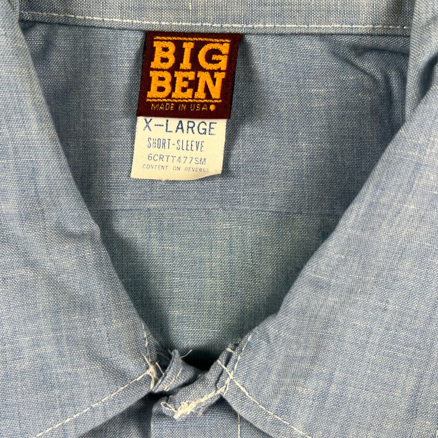 80s Cropped Big Ben Chambray Shirt- XL