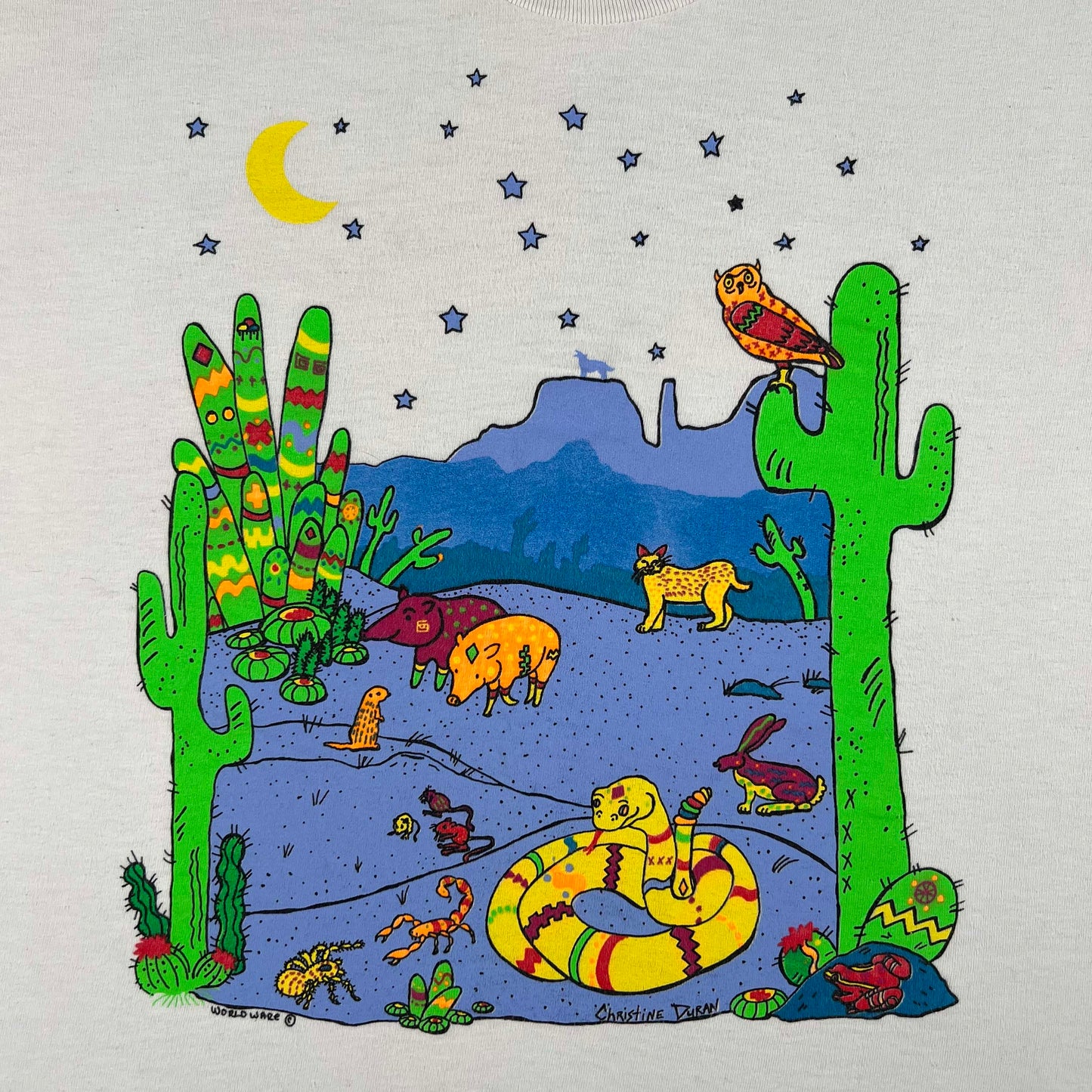 90s Cacti Desert Scene Art Tee- L