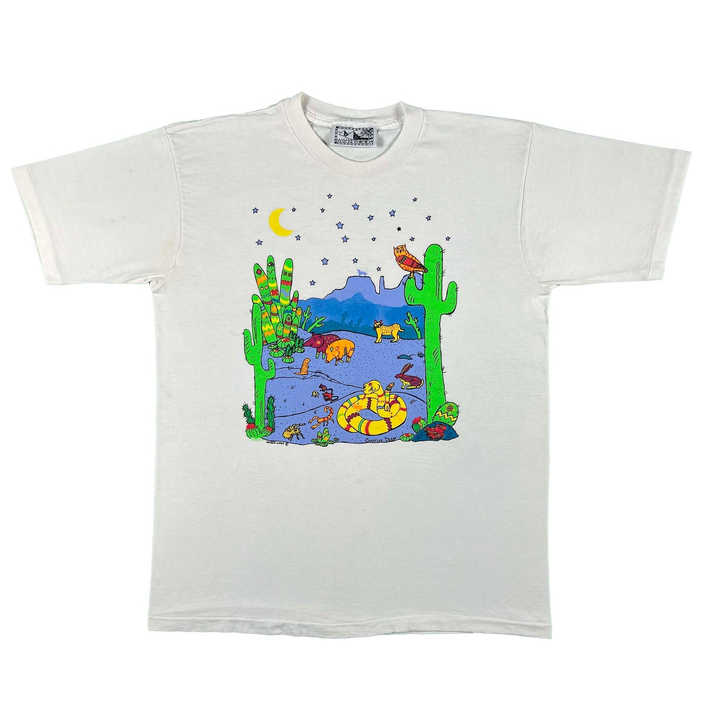 90s Cacti Desert Scene Art Tee- L