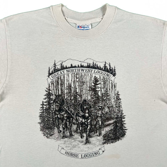 80s Great NW Horse Logging Tee- M