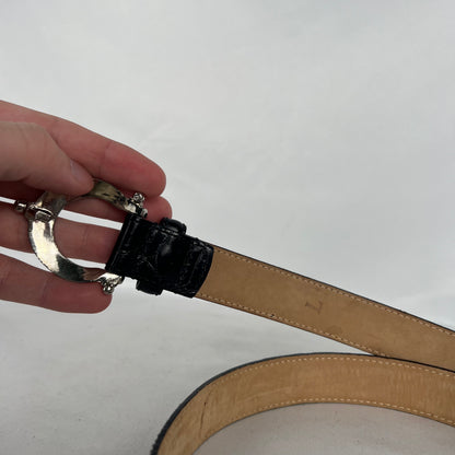 90s Nordstrom Italian Calfskin Black Leather Belt- M