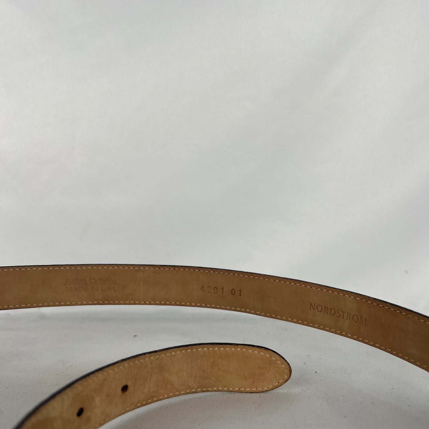 90s Nordstrom Italian Calfskin Black Leather Belt- M