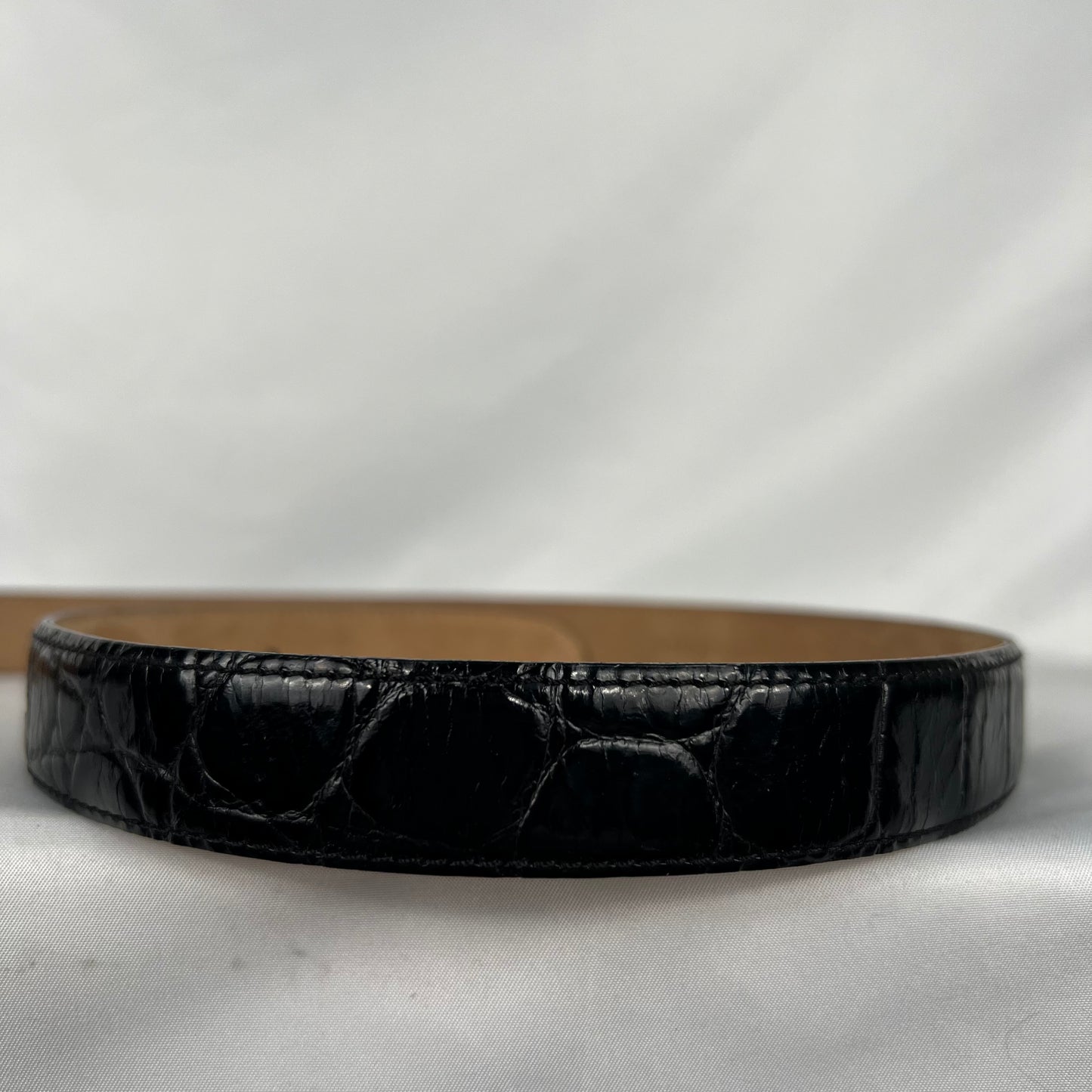 90s Nordstrom Italian Calfskin Black Leather Belt- M