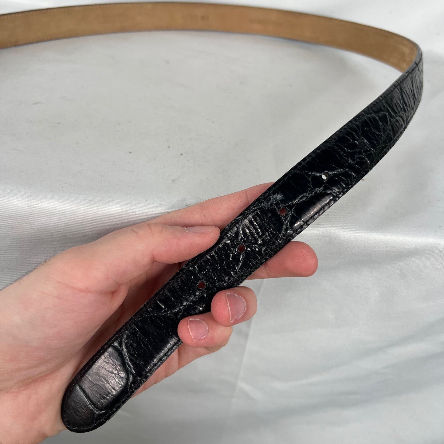 90s Nordstrom Italian Calfskin Black Leather Belt- M