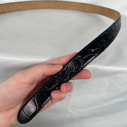 90s Nordstrom Italian Calfskin Black Leather Belt- M