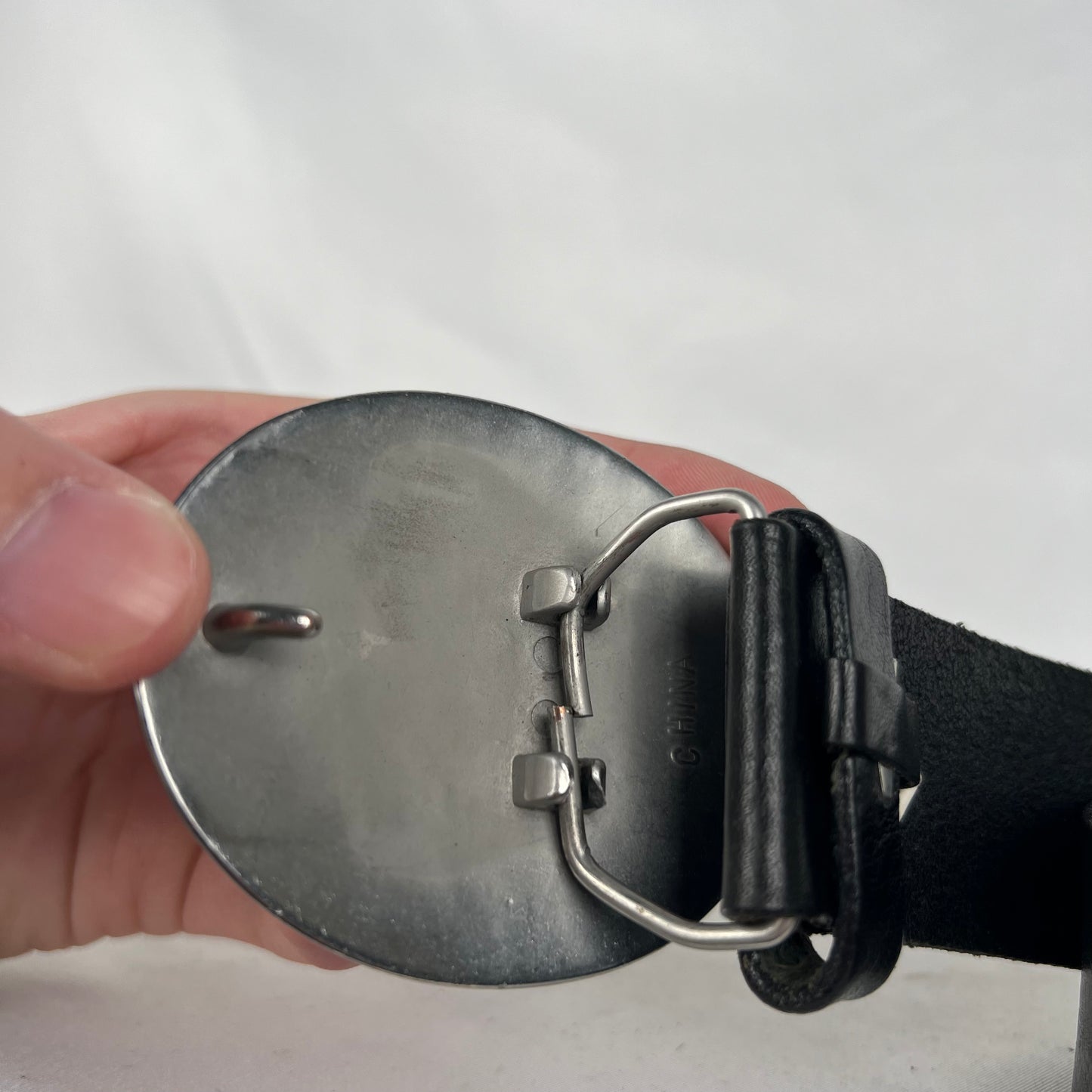 00s Old Navy Rhinestone Buckle Black Leather Belt- 26"-30"