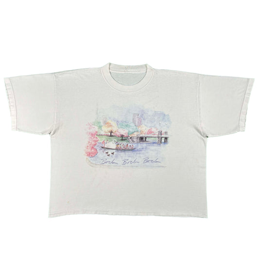 90s Cropped Boston Swan Boats Tee- L