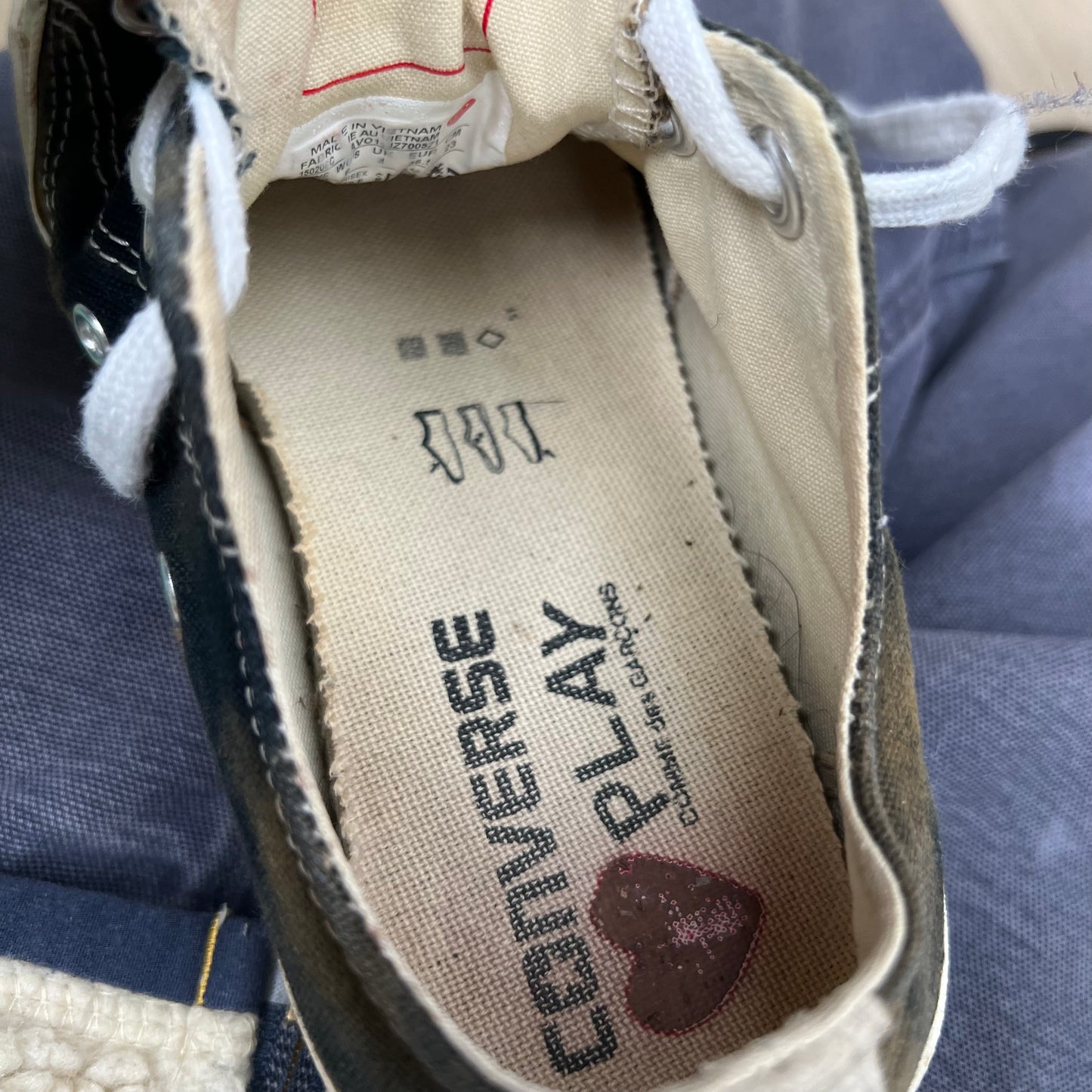 Sun Faded Black Comme Des Garçons Play Converse- M's 4, W's 5.5