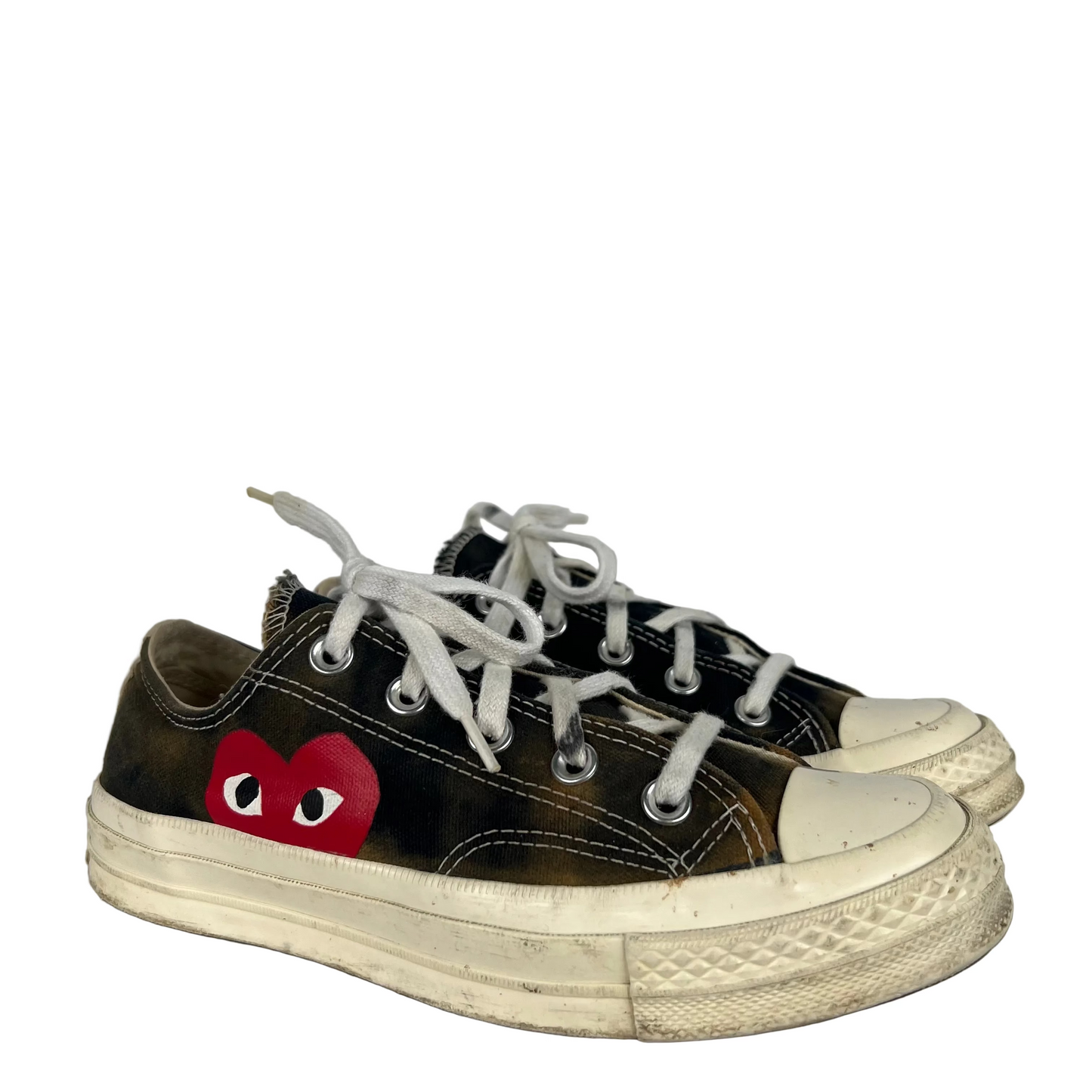 Sun Faded Black Comme Des Garçons Play Converse- M's 4, W's 5.5