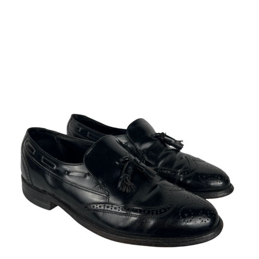 90s Chunky Black Leather Tassel Loafers- M's 10, W's 11.5