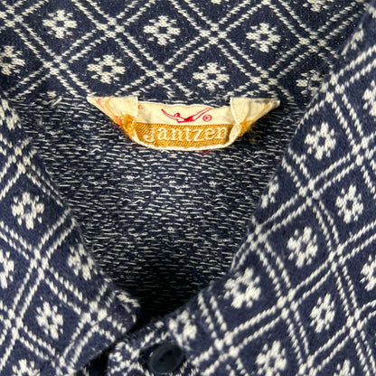 70s Jantzen Patterned Knit Polo- L