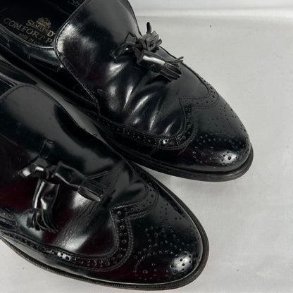 90s Chunky Black Leather Tassel Loafers- M's 10, W's 11.5