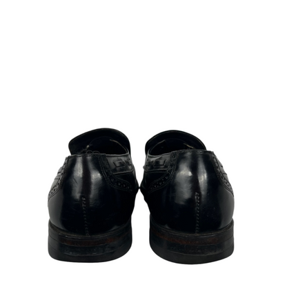 90s Chunky Black Leather Tassel Loafers- M's 10, W's 11.5