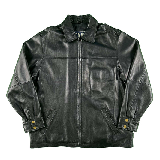 00s Soft Black Leather Jacket- M