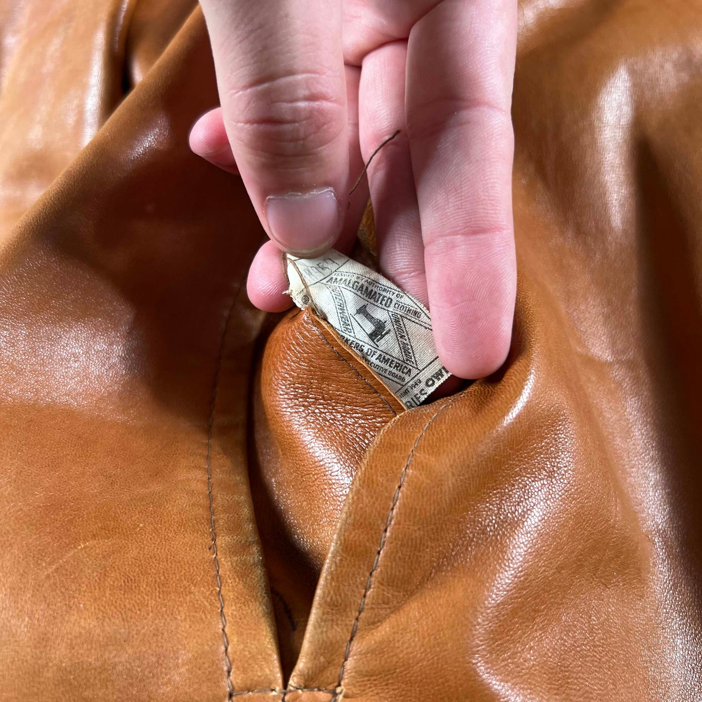 60s/70s Gorgeous Tan Leather Jacket- XL