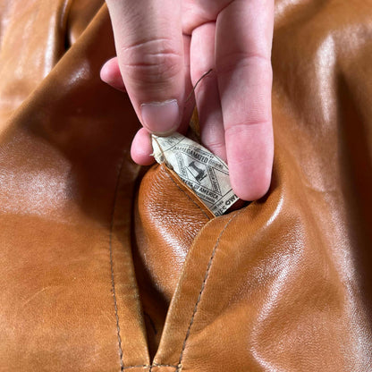 60s/70s Gorgeous Tan Leather Jacket- XL
