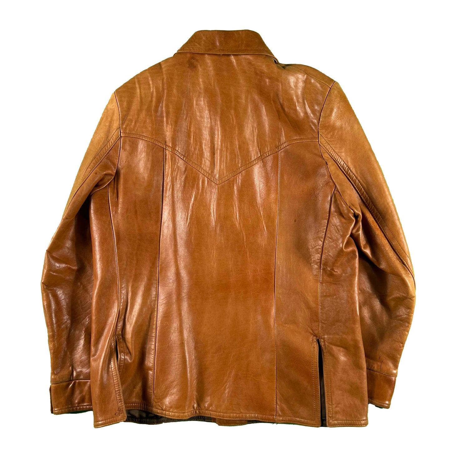60s/70s Gorgeous Tan Leather Jacket- XL