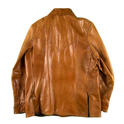 60s/70s Gorgeous Tan Leather Jacket- XL