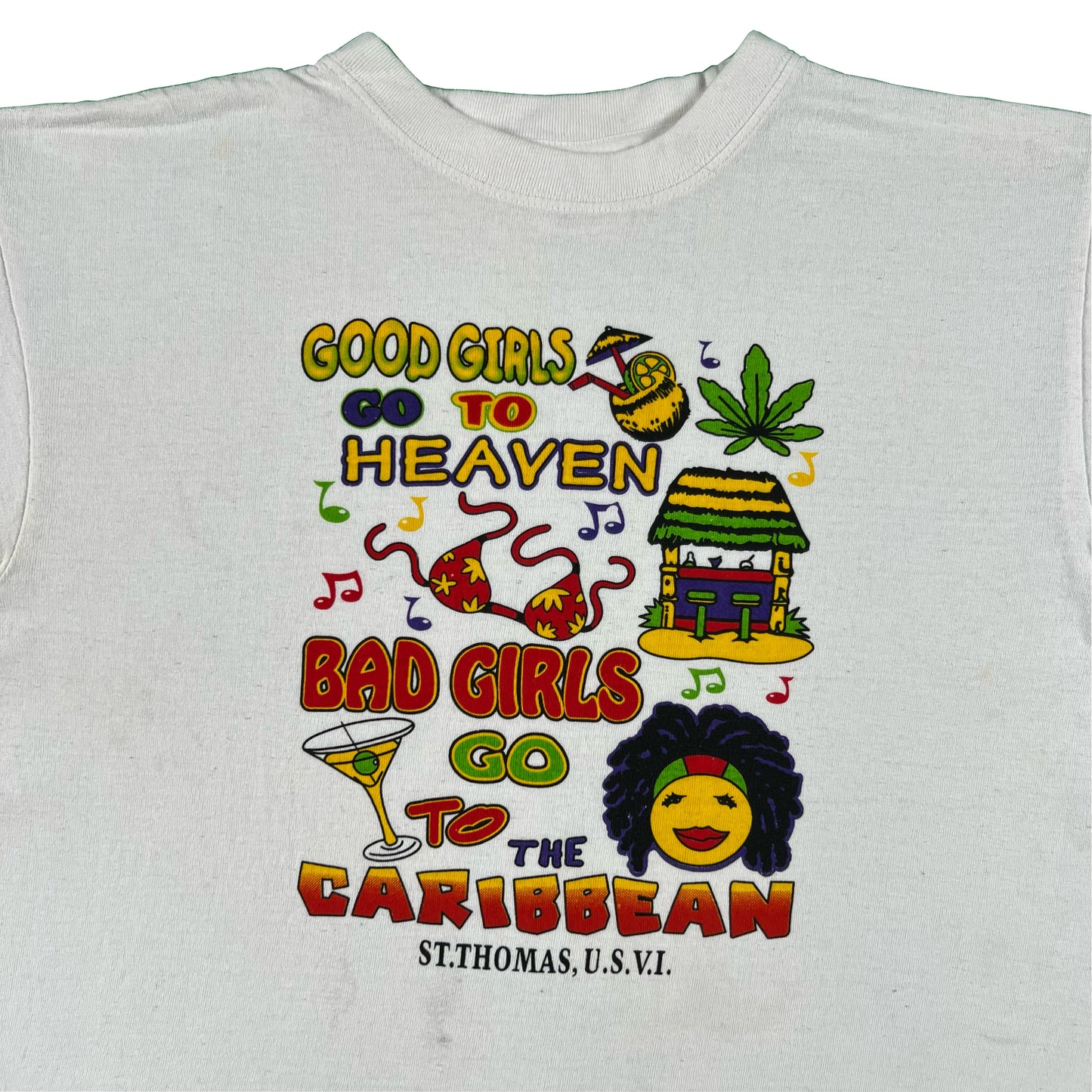 00s 'Bad Girls go to the Caribbean' Weed Tee- M