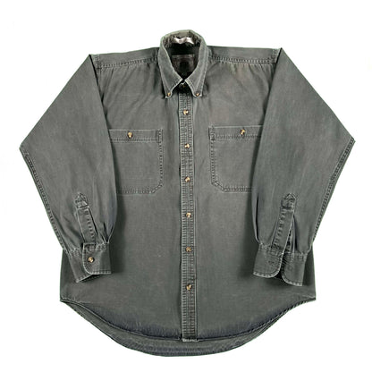90s Super Sun Faded Black Cotton Button Up Shirt- M