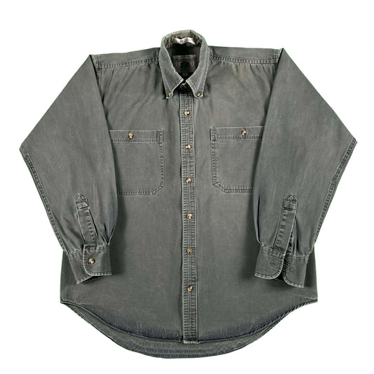 90s Super Sun Faded Black Cotton Button Up Shirt- M