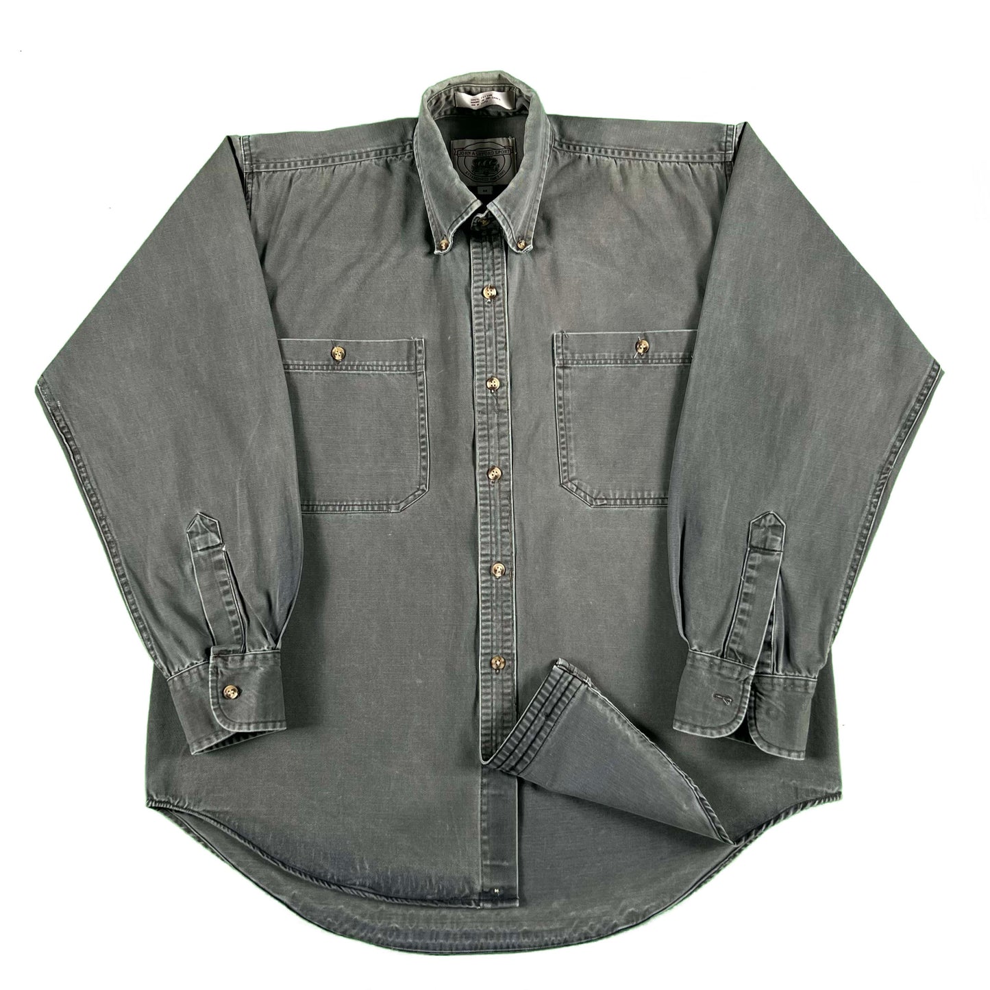 90s Super Sun Faded Black Cotton Button Up Shirt- M