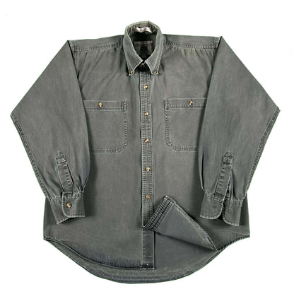90s Super Sun Faded Black Cotton Button Up Shirt- M
