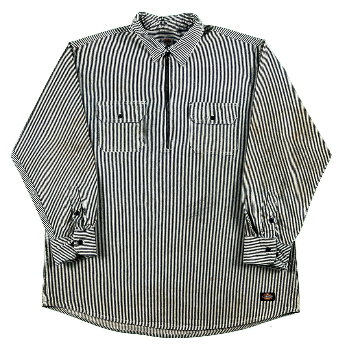 Dickies Hickory Stripe 1/2 Zip Work Shirt- XXL
