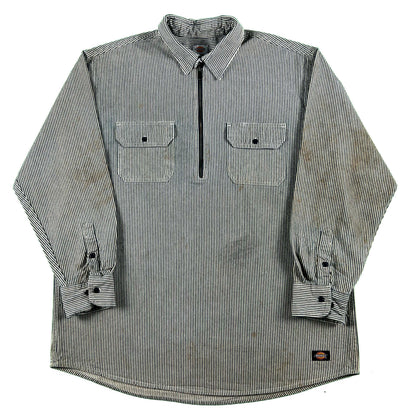 Dickies Hickory Stripe 1/2 Zip Work Shirt- XXL