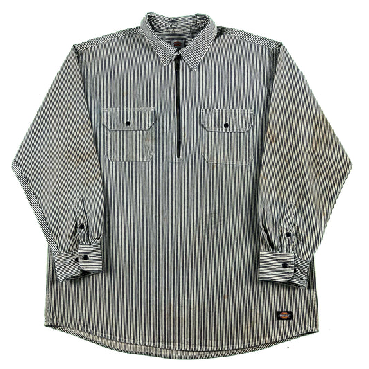 Dickies Hickory Stripe 1/2 Zip Work Shirt- XXL