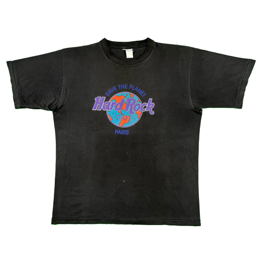 90s Sun Faded Black Hard Rock Paris Tee-XL