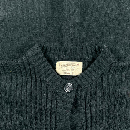 70s Sears Black Acrylic Cardigan- M